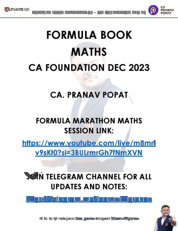 First page of Maths Formula Book Paper No 3 Quantitative Aptitude