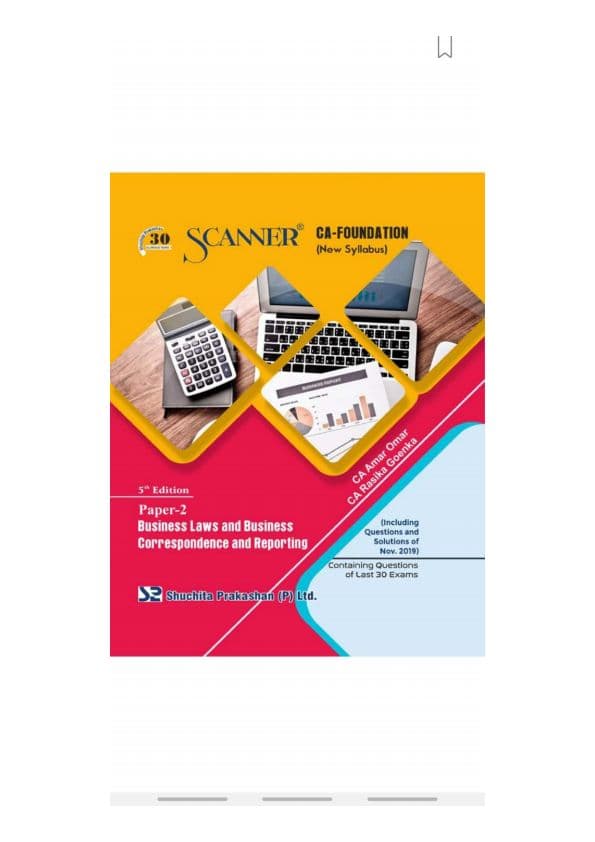 First page of Shuchitha Prakashan Scanner ( Paper-2 Business Laws ) detailed scanner with PYQ & MTP's !