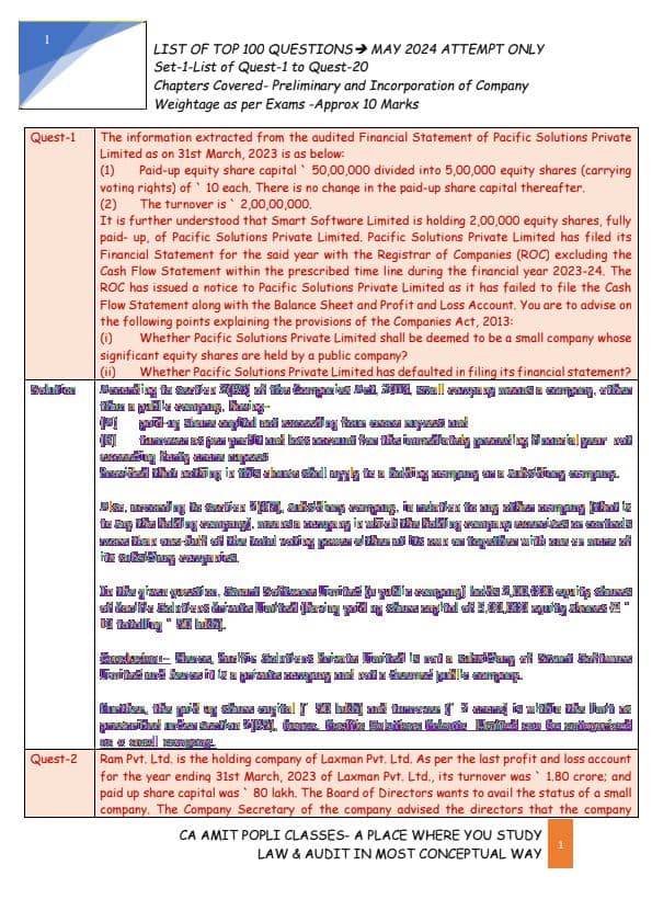 First page of LAW TOP QUESTIONS