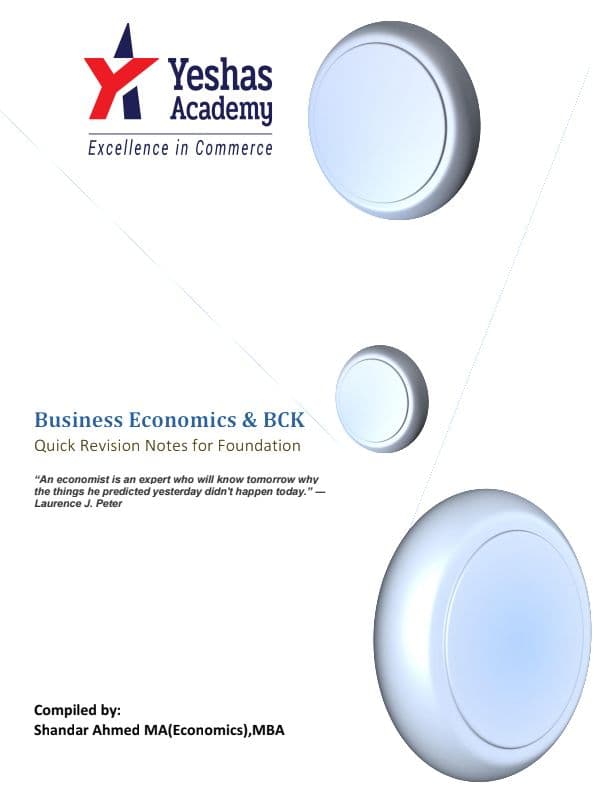First page of Economics Quick Revision Notes (Pointers & Summary) complete 5 chpaters !
