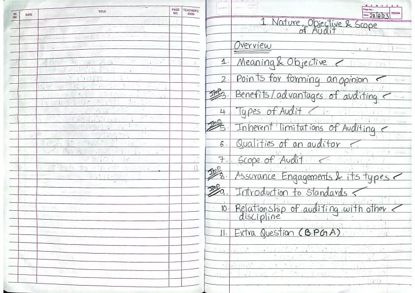 First page of Audit Full Notes May 2024
