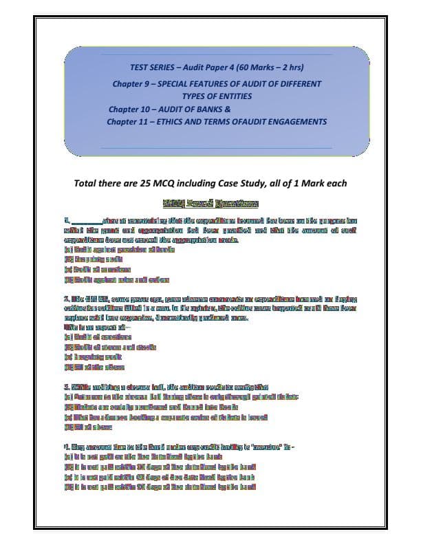 First page of Self evaluation test of ch 9, 10& 11 AUDIT.(Including MCQ and the solution are in this pdf itself)