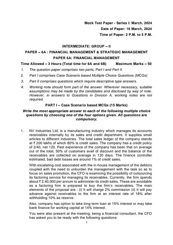 First page of MTP question paper FM SM for May24