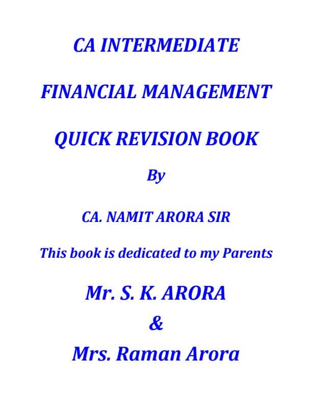 First page of FM Quick Revision Book by CA Namit Arora