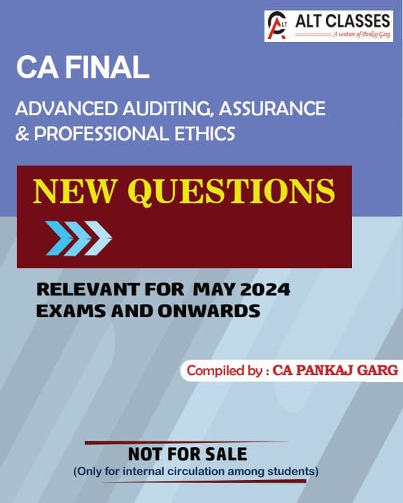 First page of ❇️ CA Final Audit Chapter-wise New Questions asked in Nov. 2023 - RTP, MTP and Exam: Relevant for - May 2024 Exams 🙋‍♂By CA Pankaj Garg