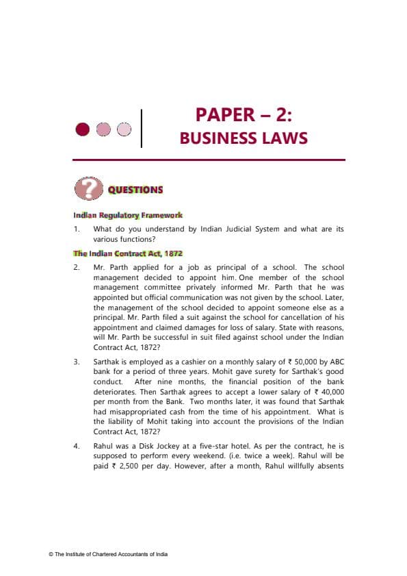 First page of Revision test paper CA foundation June 24 Business law