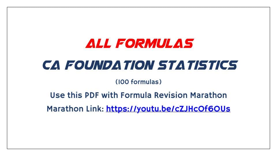 First page of Statistics formula by ca Pranav popat sir