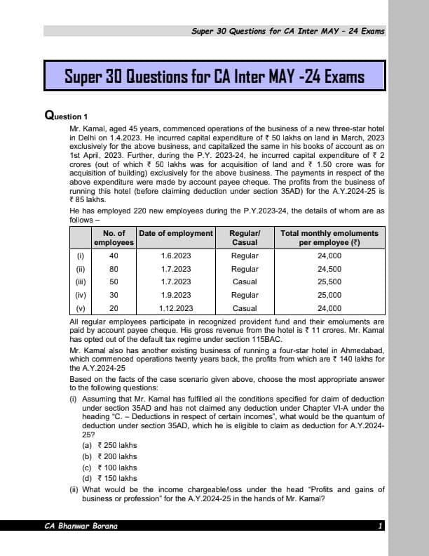 First page of Super 30 DT BB SIR