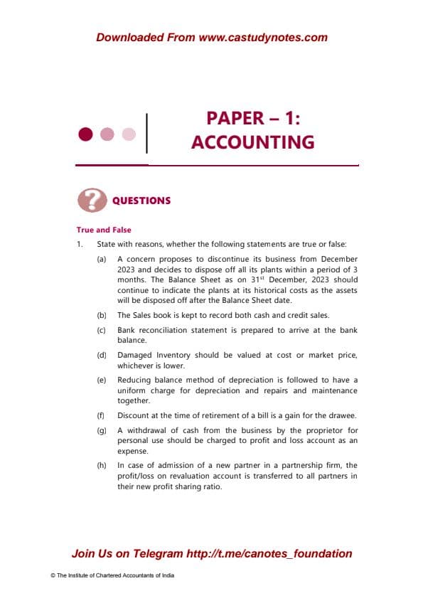 First page of CA Foundation ACCOUNTING JUNE 24 RTP
