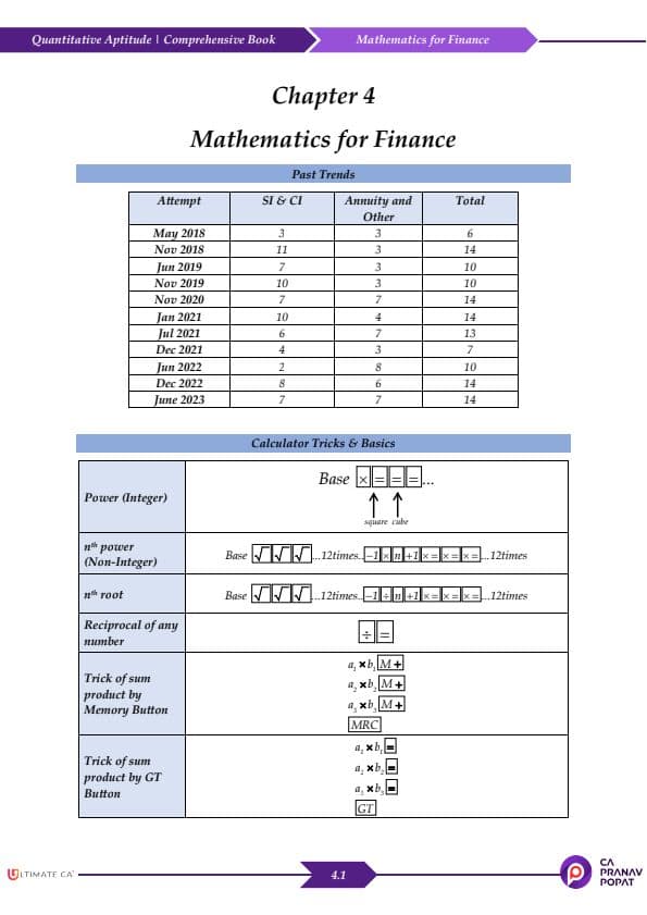 First page of Mathematics for finance