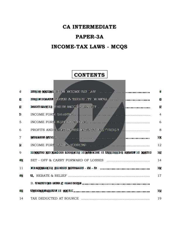First page of CA Inter Income Tax MCQs. Important all chapters available in one pdf.
