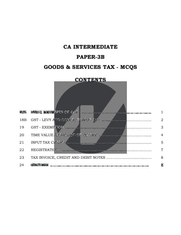 First page of CA Inter GST MCQs All chapters available in one pdf 😍🔥