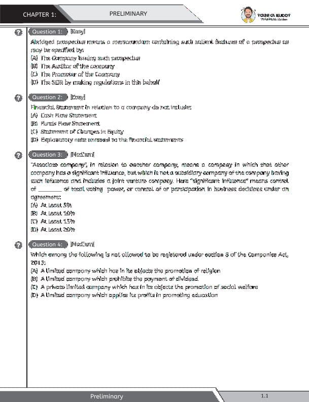First page of CA Inter mcqs (important) by shubham singhal sir
