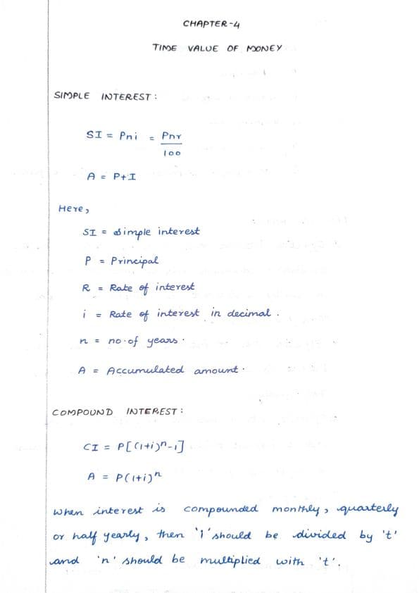 First page of Time value of money notes (formula )