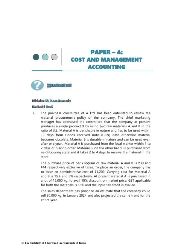 First page of Inter Costing RTP may 2024