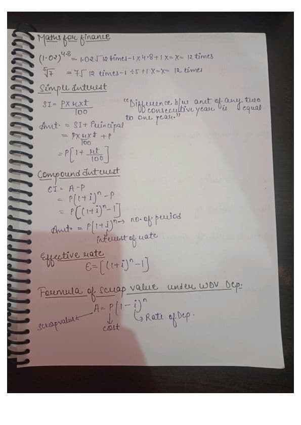 First page of Handwritten notes of MOF