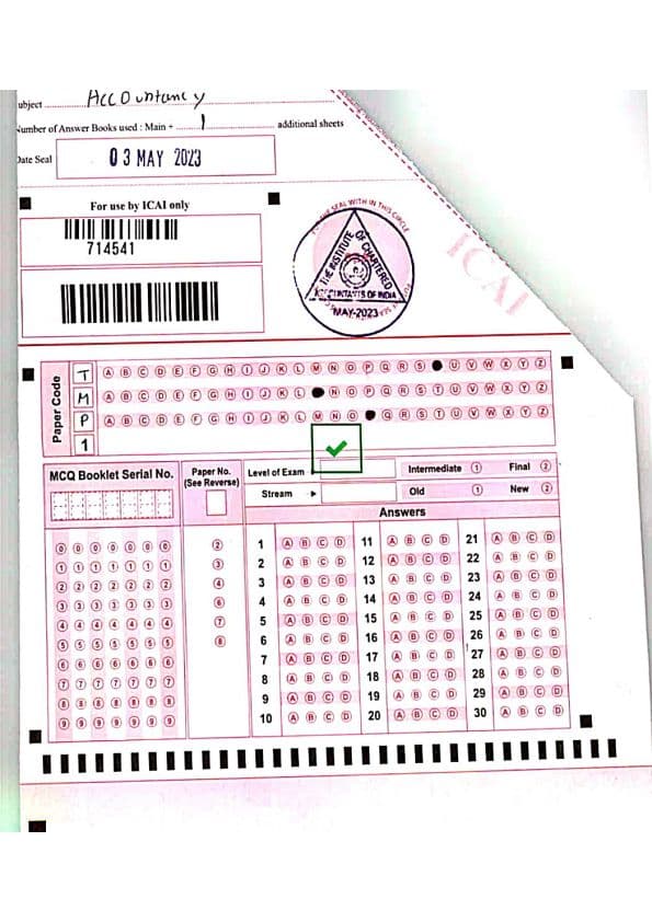 First page of Inter ACCOUNT 83 marks MAY 2023
