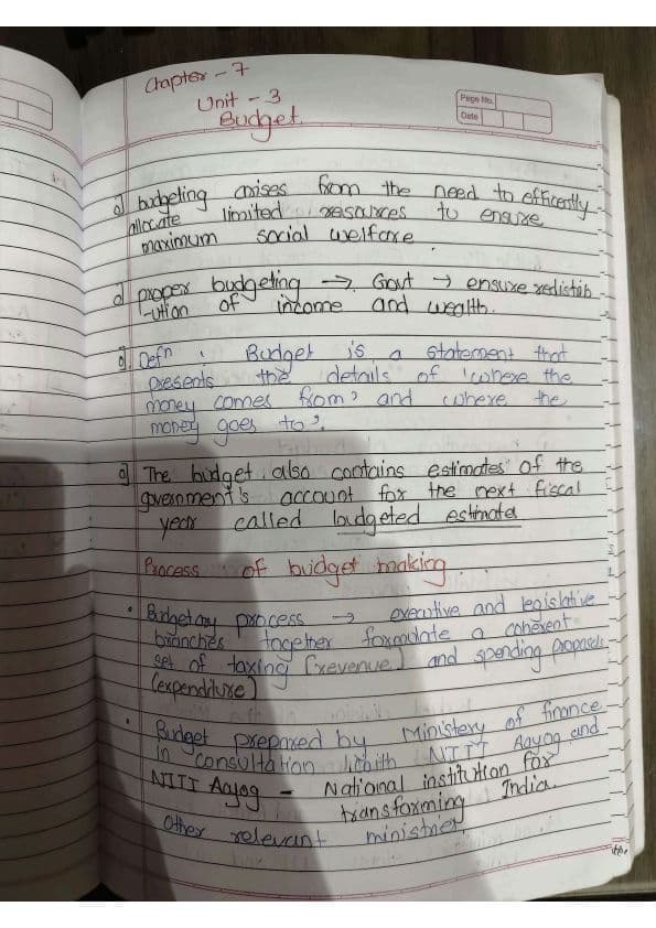 First page of Budget part 1