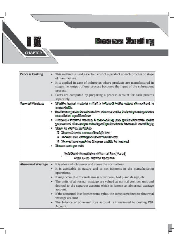 First page of Process Costing Notes by PW