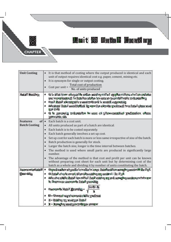 First page of Job & batch Costing by PW