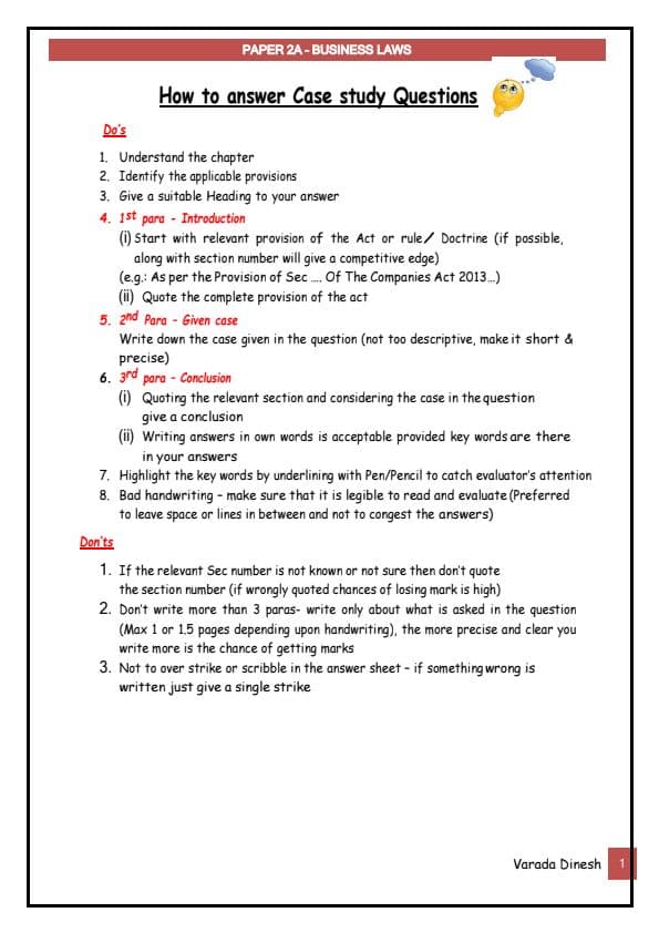 First page of How answer a case study question...?