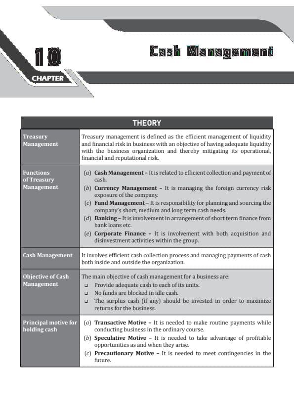 First page of Cash management fm