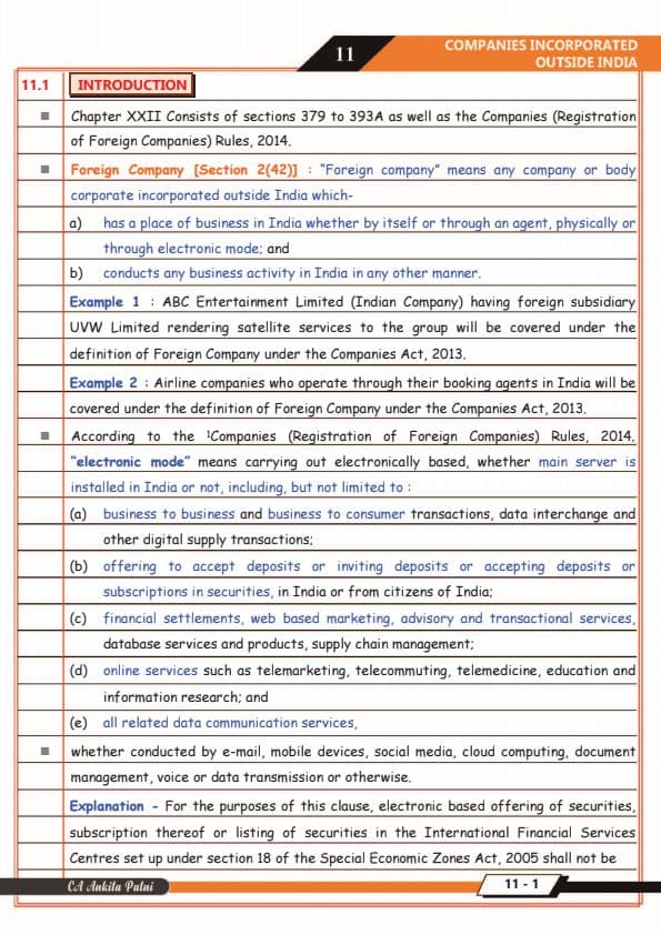 First page of Foreign Company notes by CA Ankita Patni