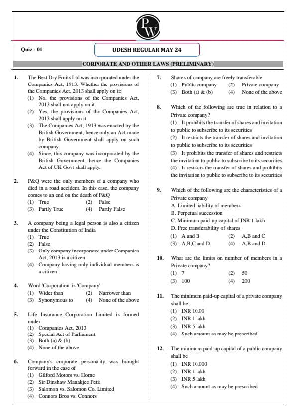 First page of Law mcqs by gurupreet Singh sir