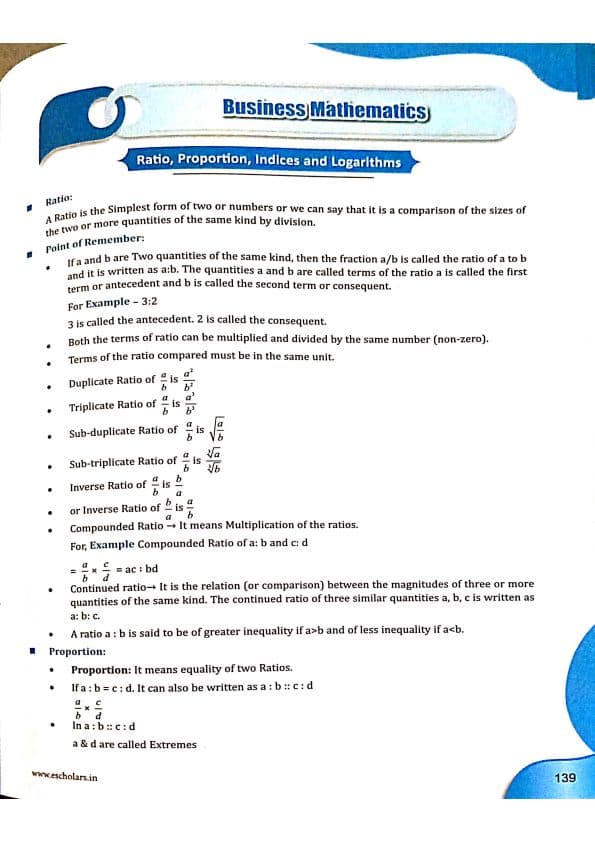 First page of Maths full summary notes
