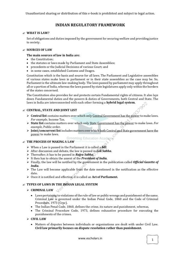 First page of Grooming education academy Business Laws all chapters notes