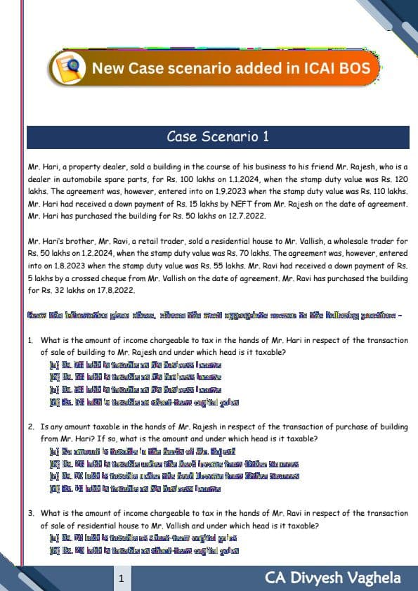 First page of DT NEW CASE SCENARIO ADDED IN ICAI BOS ( MUST REFER BEFORE EXAM MAY 24 )