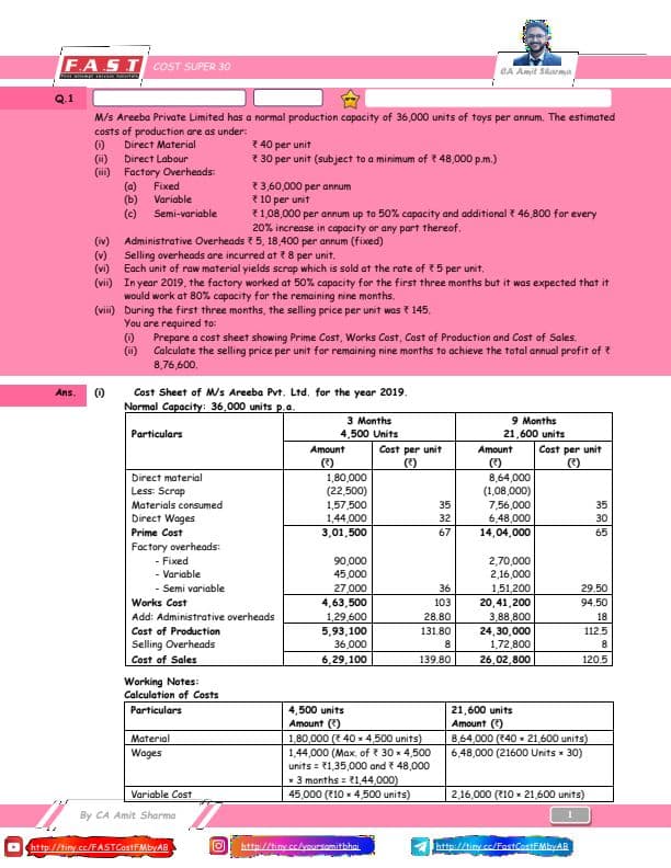 First page of Costing super 30 questions ( May 24 ) ( must refer)