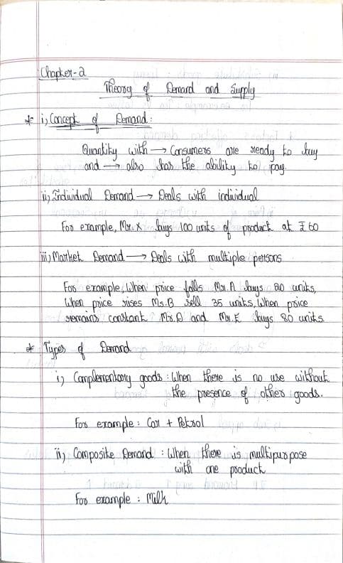 First page of Business economics Chapter 2 Hand written notes
