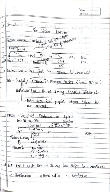 First page of Business economics Chapter 10 Hand written notes