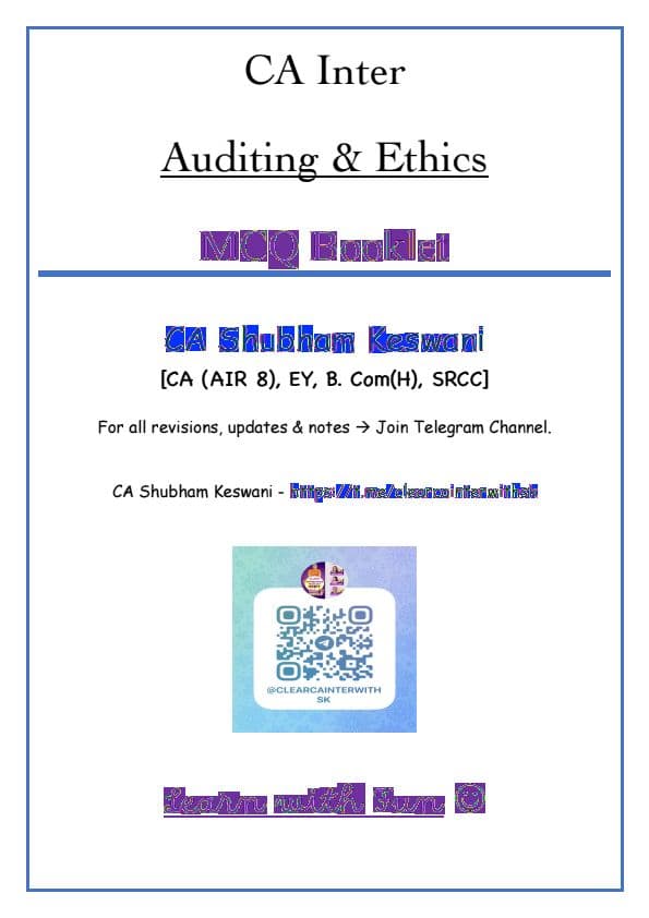 First page of AUDIT IMP MCQ BOOKLET ( MAY 24 ) MUST REFER BEFORE EXAM