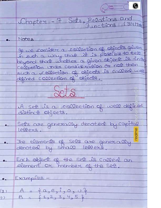 First page of Sets ,relation , function notes quantitative aptitude