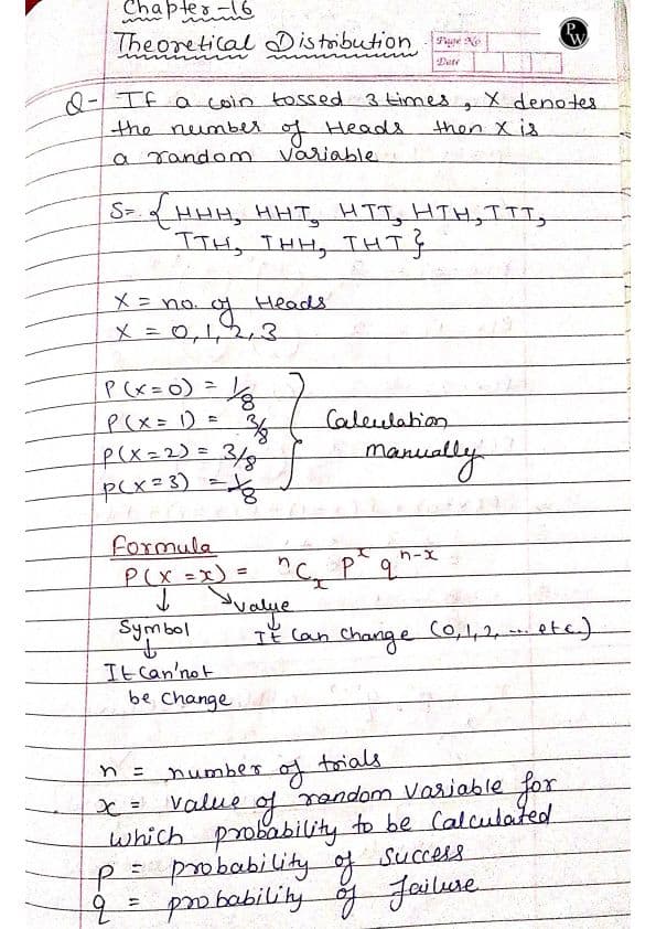 First page of Theoretical distribution notes