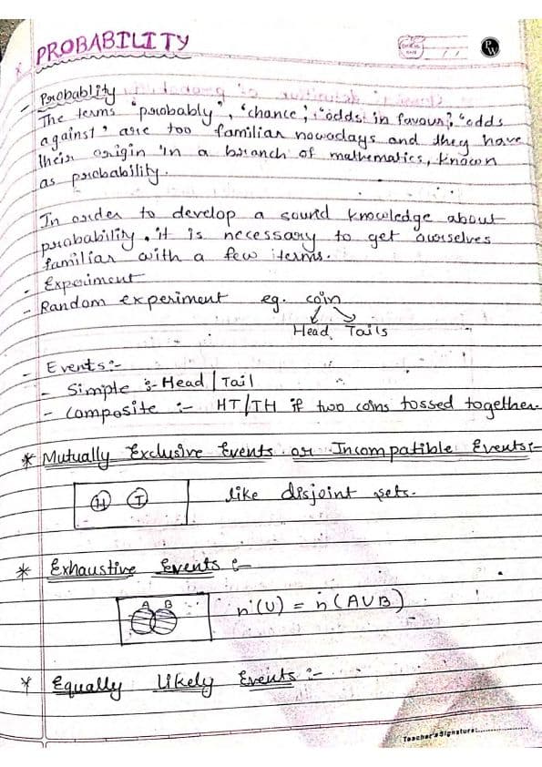 First page of Probability notes
