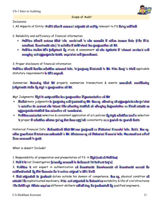 First page of Audit scope of auditing notes ( may 24 )