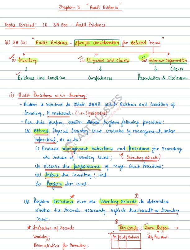 First page of Ch 5 audit evidence notes