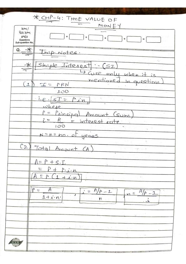 First page of TVM formula