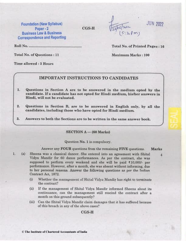 First page of 𝐁𝐮𝐬𝐢𝐧𝐞𝐬𝐬 𝐋𝐚𝐰𝐬 𝐏𝐘𝐐 June -22