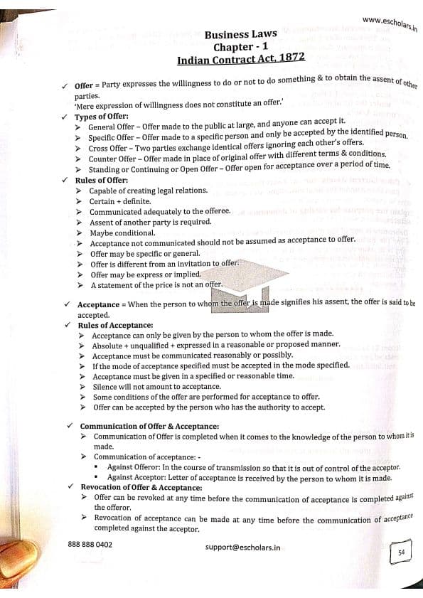 First page of 𝐁𝐮𝐬𝐢𝐧𝐞𝐬𝐬 𝐋𝐚𝐰𝐬 ( Short Notes & Key Points )
