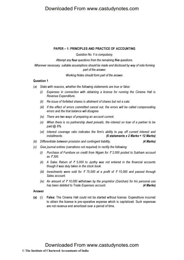 First page of May 2018 suggest answers Accounts Paper niche hai dhek lena
