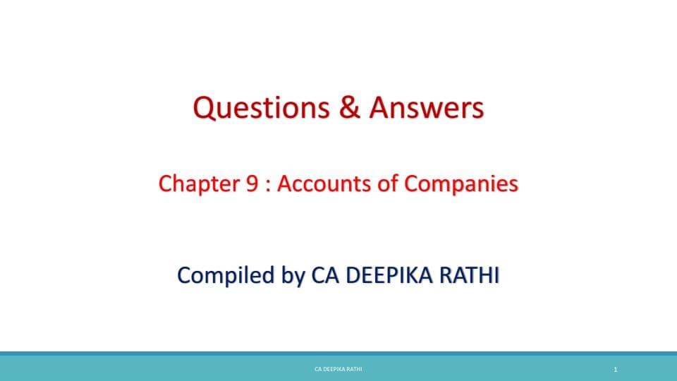 First page of Law ch 9 question bank - Deepika Rathi