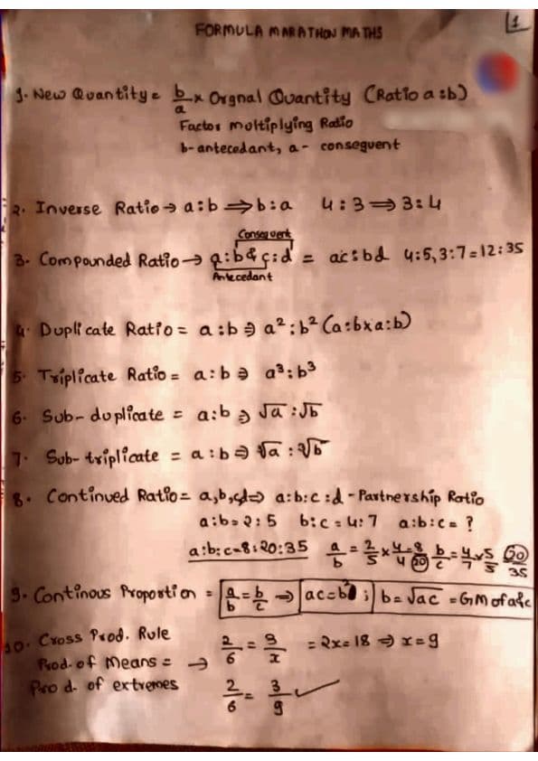 First page of Ca foundation maths most imp formula