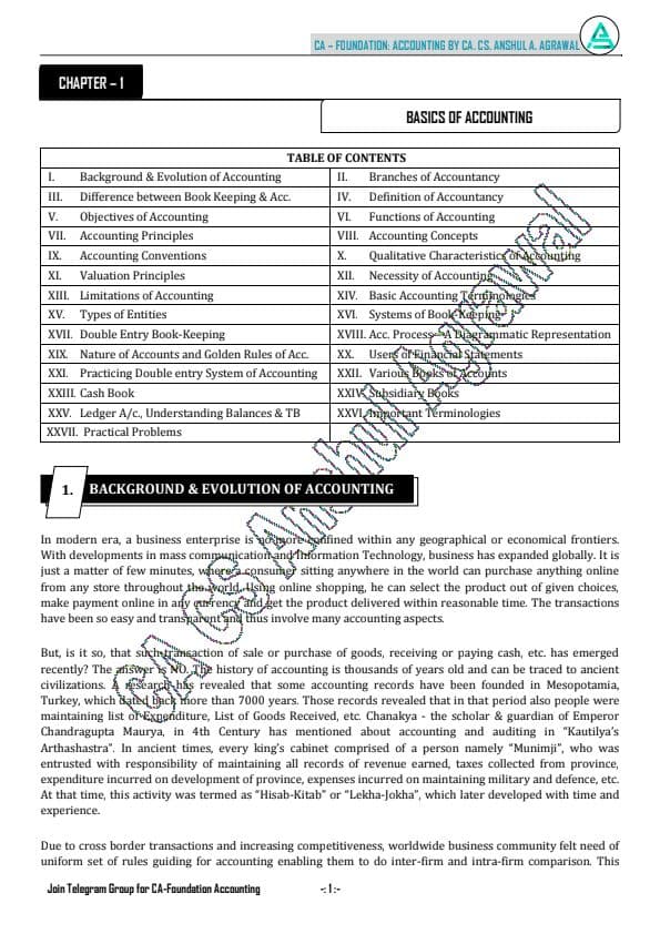 First page of Ca anshul sir book a/c chapter 1