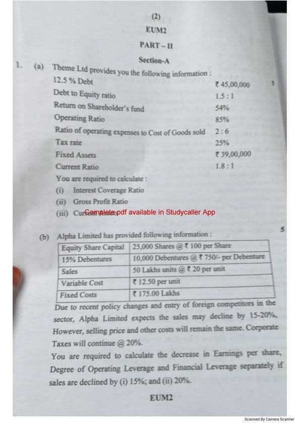 First page of Fm questions paper ( may 24 )
