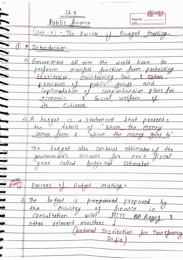 First page of Public Finance Unit - 3