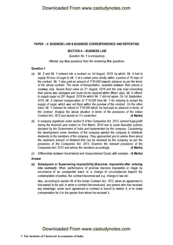 First page of Nov 2018 past year paper law answers